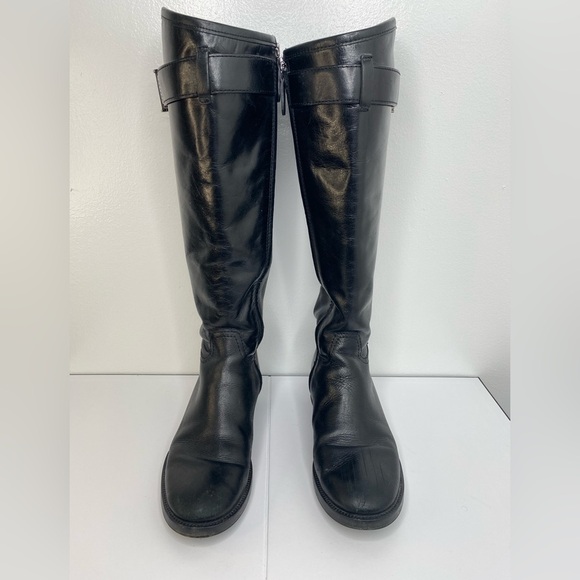 TORY BURCH Grace Black Knee-High Leather Riding Boots - Picture 1 of 12
